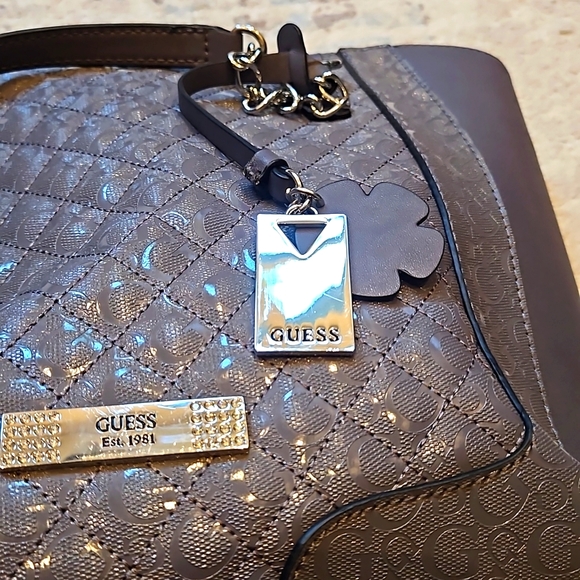 Guess Large Grey Tote Purse - Picture 8 of 10